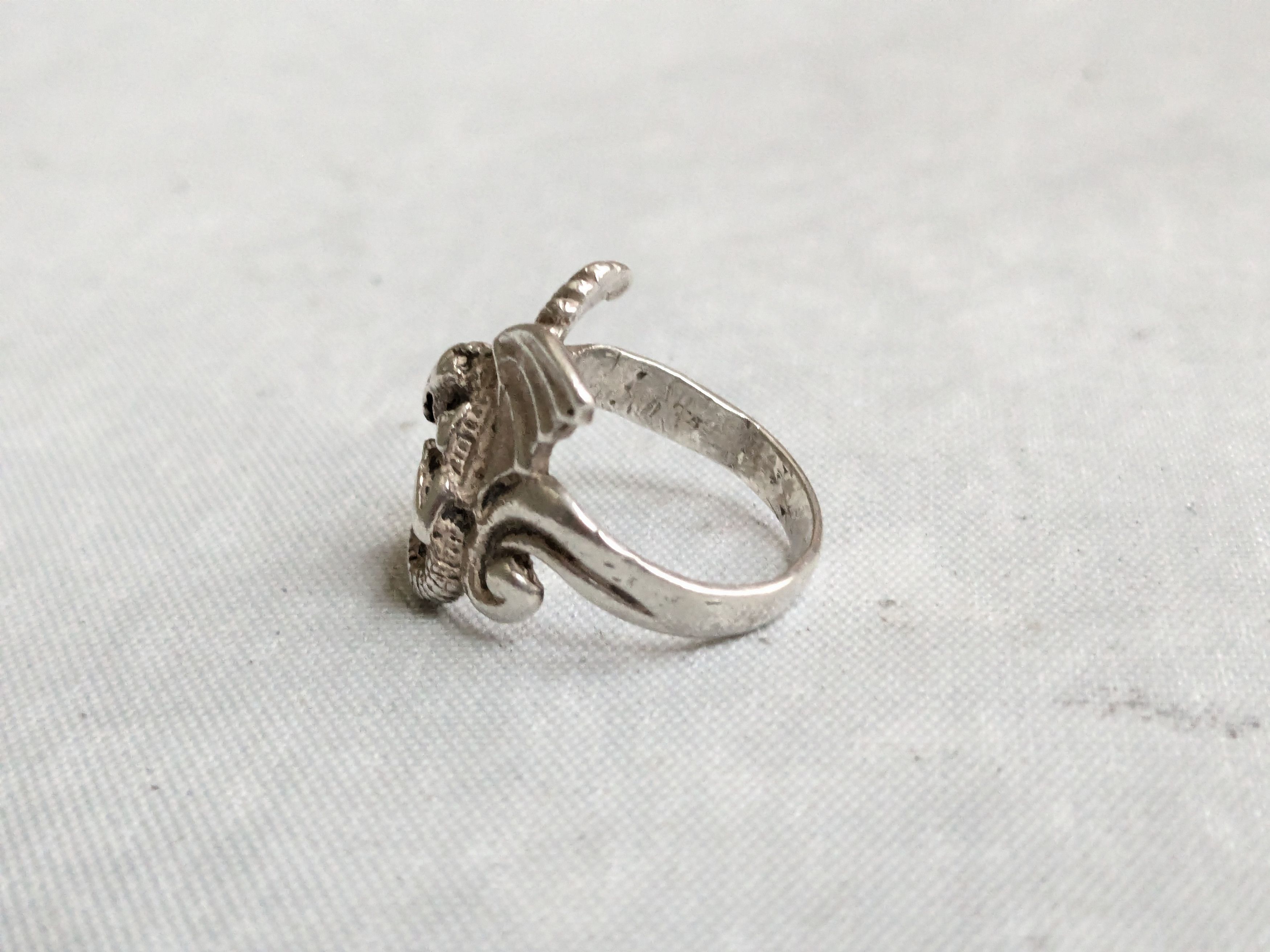 Jewelry Vintage Sterling Silver Dragon Ring 6 Wings Size ONE SIZE - 3 Thumbnail