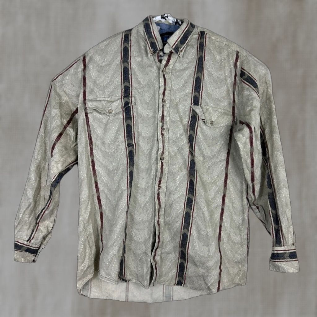Roper Line Roo Roper Mens Large Striped Western Button-Up Shirt Size US L / EU 52-54 / 3 - 1 Thumbnail