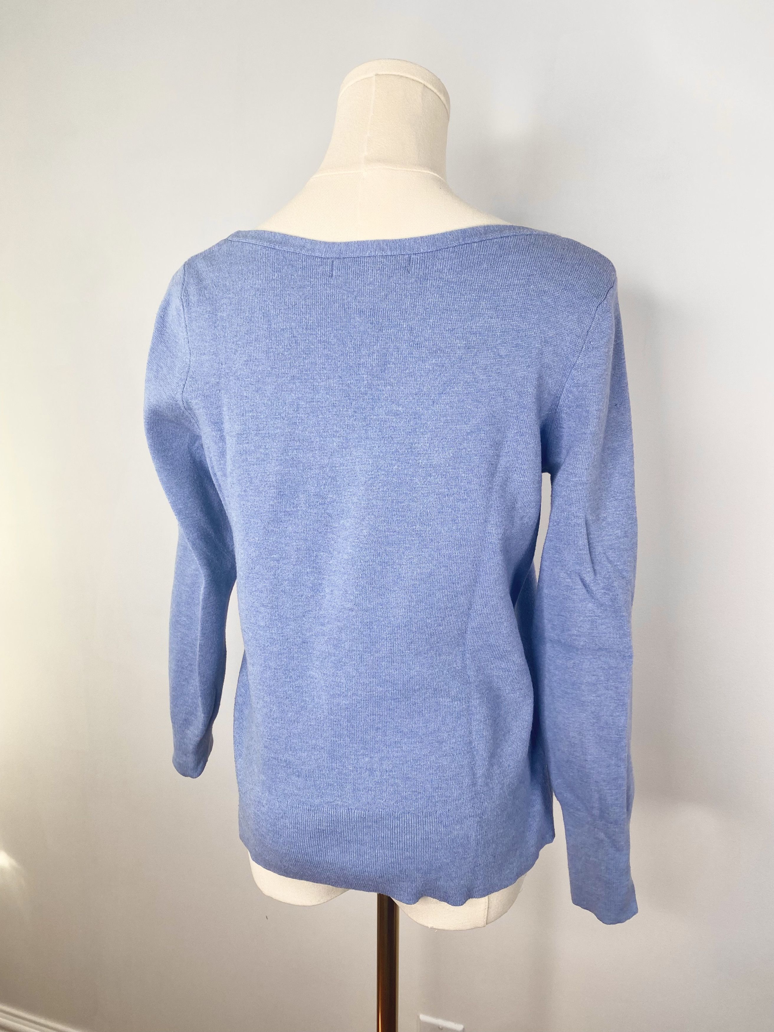 Banana Republic Banana Republic - 100% Cotton blue knit v-neck sweater Size S / US 4 / IT 40 - 6 Thumbnail