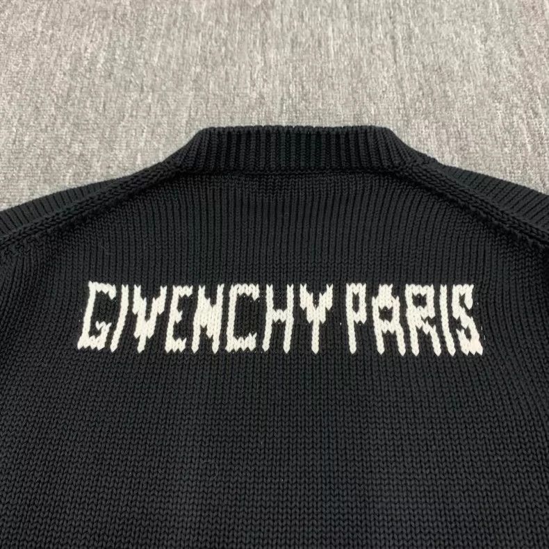 Givenchy Givenchy Black Destroyed Big Logo Knitwear Sweater Size US XL / EU 56 / 4 - 8 Thumbnail
