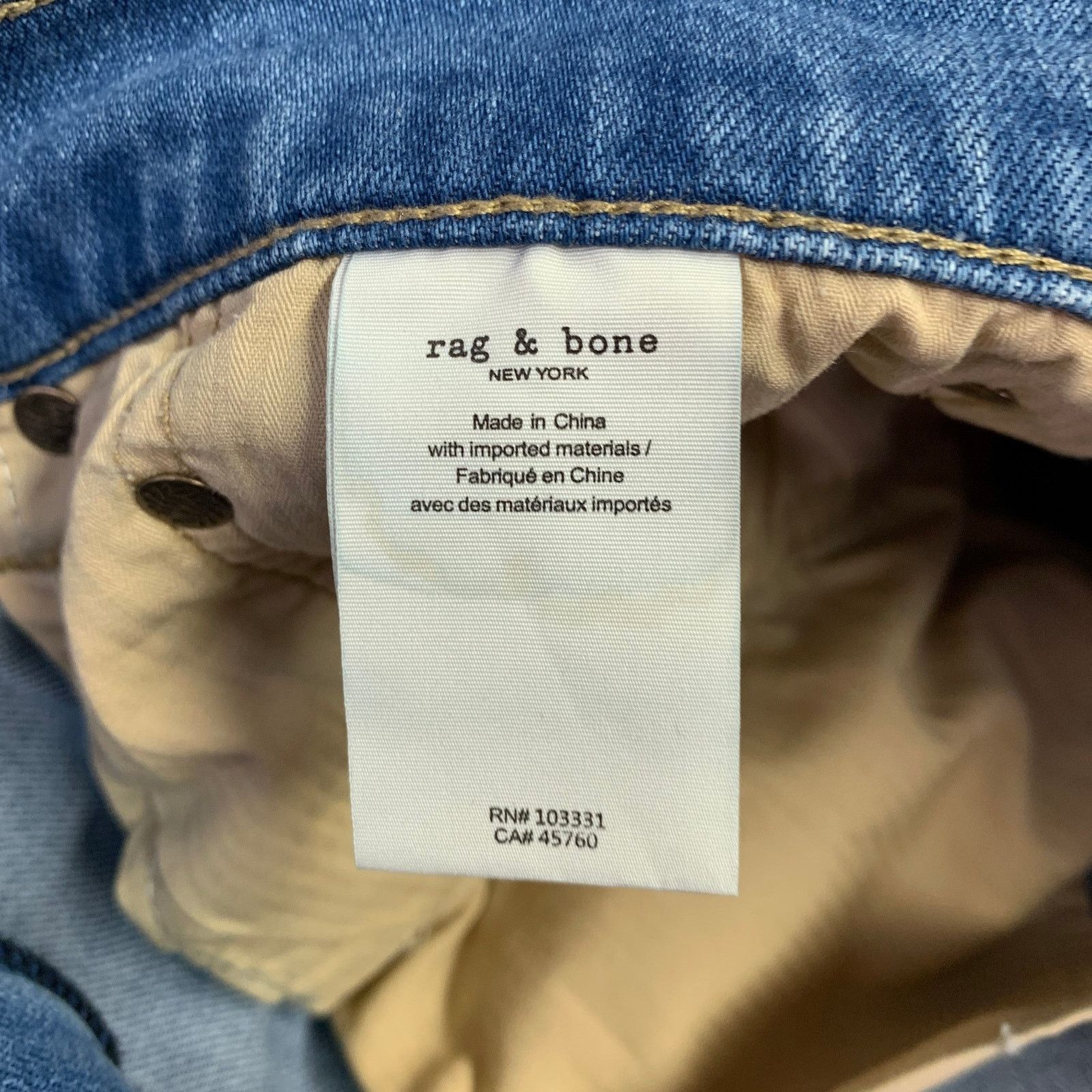 Rag & Bone 36 Blue Cotton Blend Straight Slim Five Pockets Jeans Size US 36 / EU 52 - 4 Thumbnail