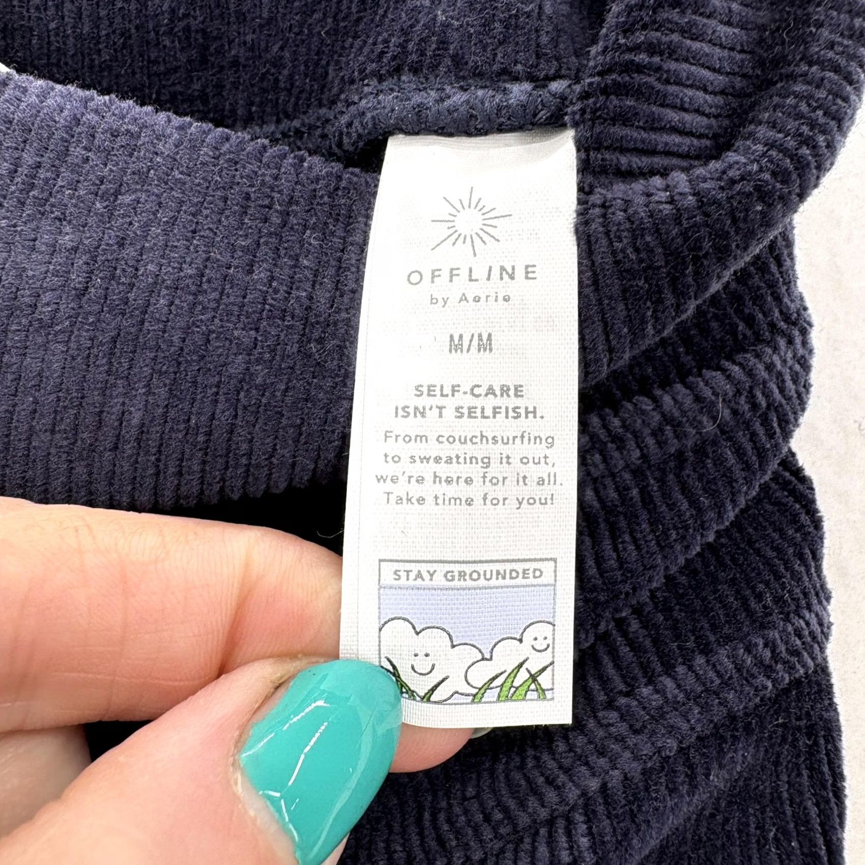 Vintage OFFLINE Aerie Bootcut Corduroy Leggings Womens M Blue Hi Rise Pockets Yoga NWT Size 32" / US 10 / IT 46 - 6 Thumbnail