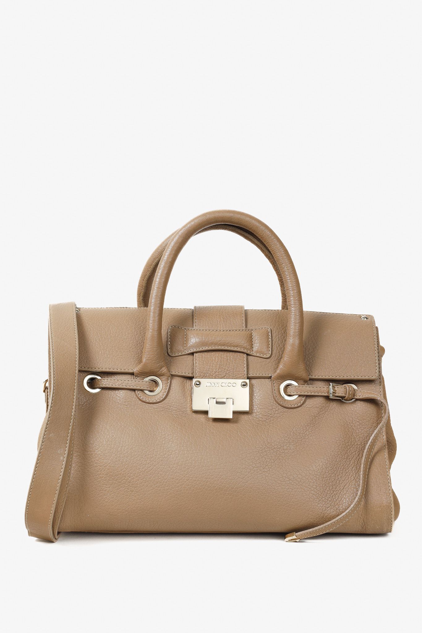 Jimmy Choo Jimmy Choo Grainy Calf Large Rosalie Satchel Bag in Nude Size ONE SIZE - 1 Thumbnail
