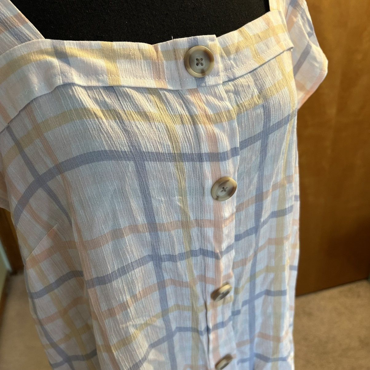 Other Angels Forever Young pastel gingham SS square neck blouse L Size L / US 10 / IT 46 - 5 Thumbnail