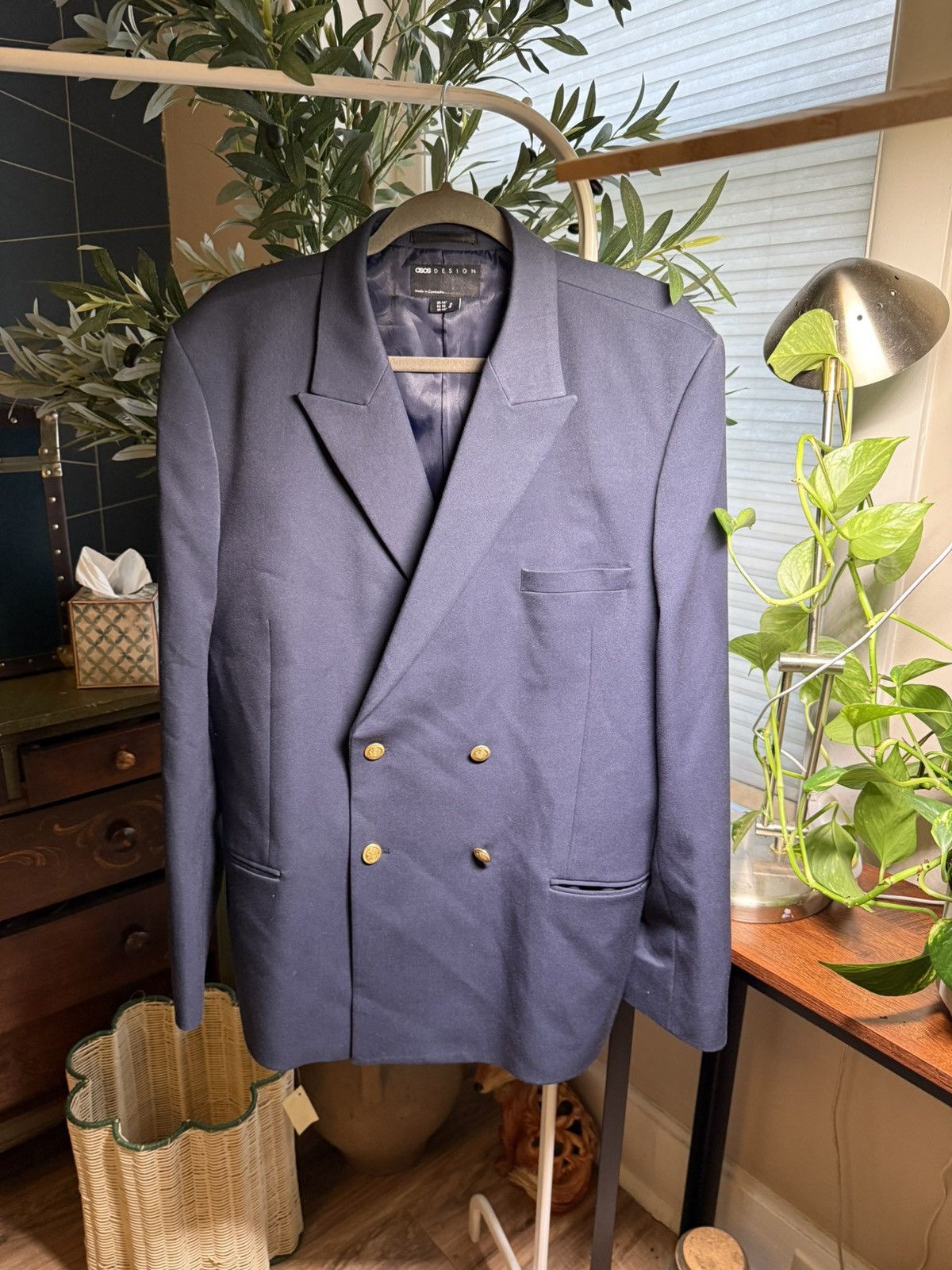 Asos Asos Design men double breasted navy blazer Size 46R - 1 Thumbnail