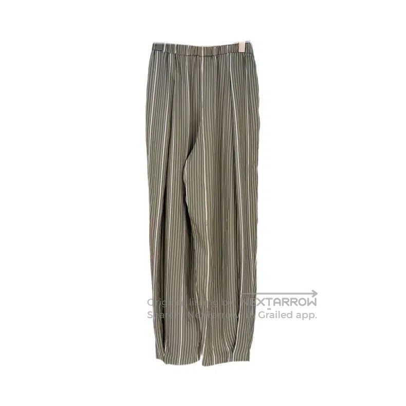 Loewe Loewe size M Gray Striped Classic Logo Silk Pants Size 23" - 2 Thumbnail