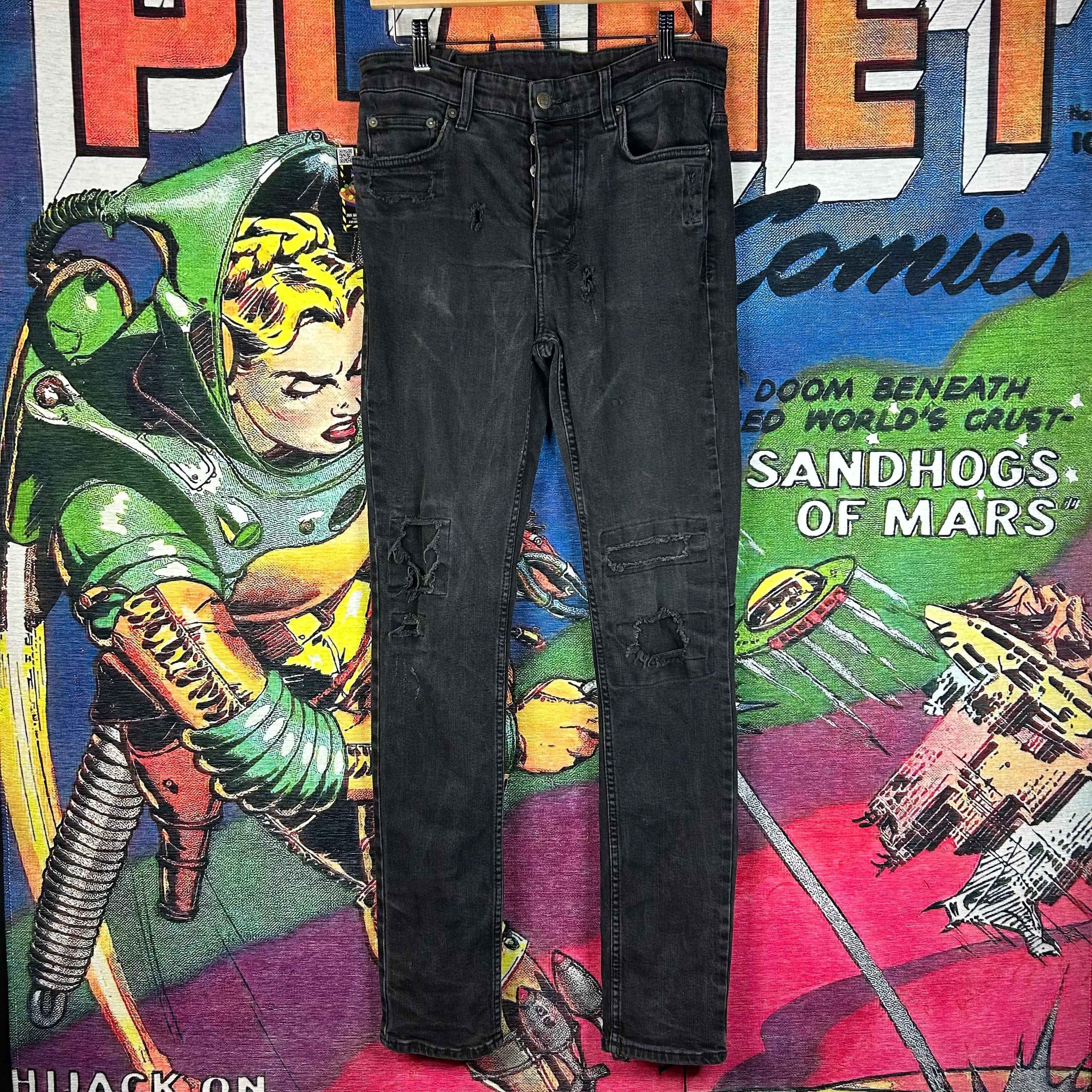 Ksubi Ksubi Jeans KM82 Stretch Faded Black button Fly Distressed Size US 34 / EU 50 - 1 Thumbnail