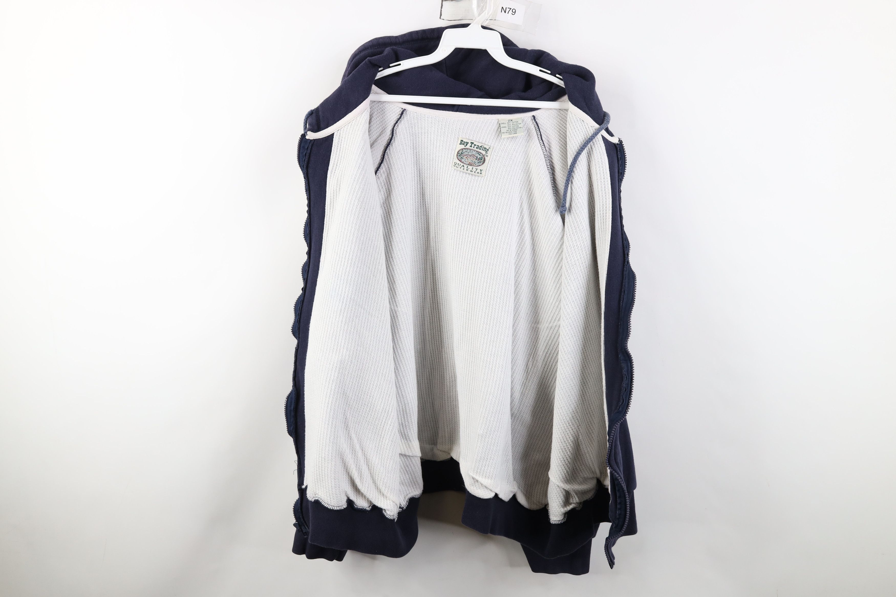 Vintage Vintage 90s Streetwear Thermal Waffle Knit Lined Hoodie Size US XXL / EU 58 / 5 - 10 Thumbnail