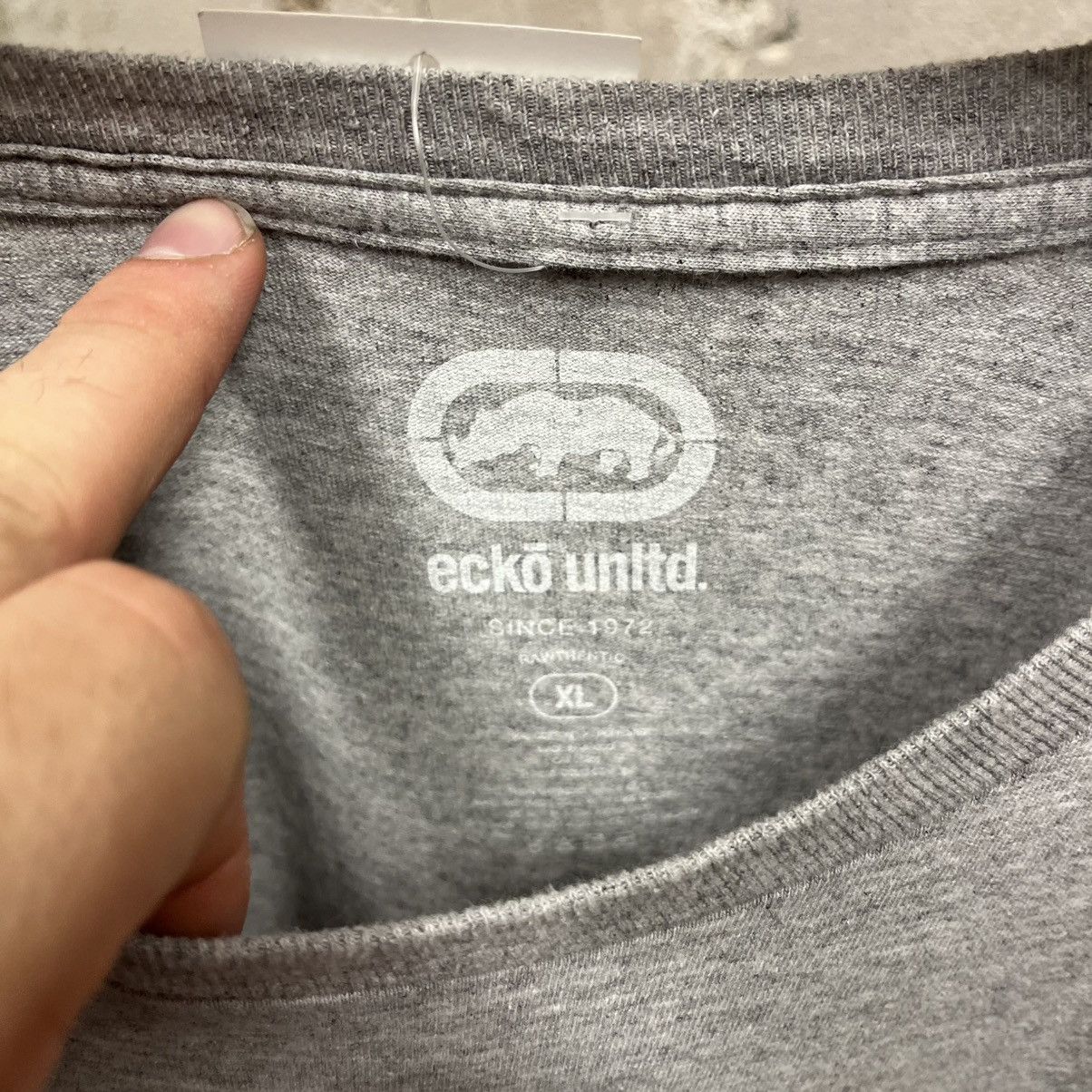 Ecko Unltd. Vintage Y2K Ecko Unlimited Gray White Logo T-Shirt XL Baggy Size US XL / EU 56 / 4 - 2 Thumbnail