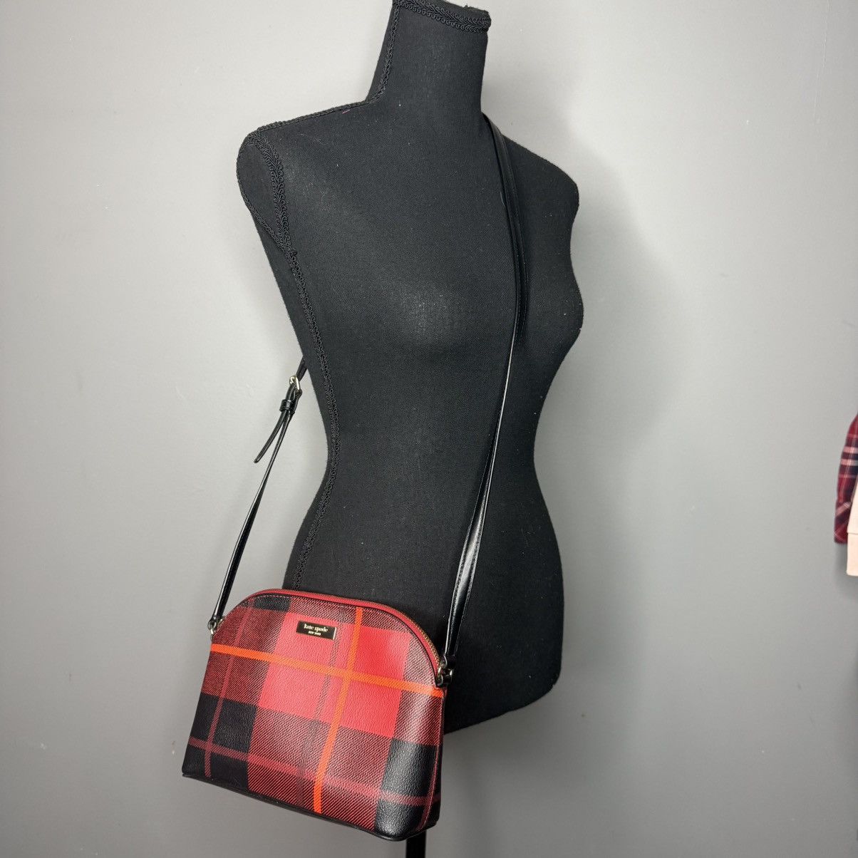 Kate Spade kate spade Red and Black Plaid Crossbody with Orange Accent Size ONE SIZE - 8 Thumbnail