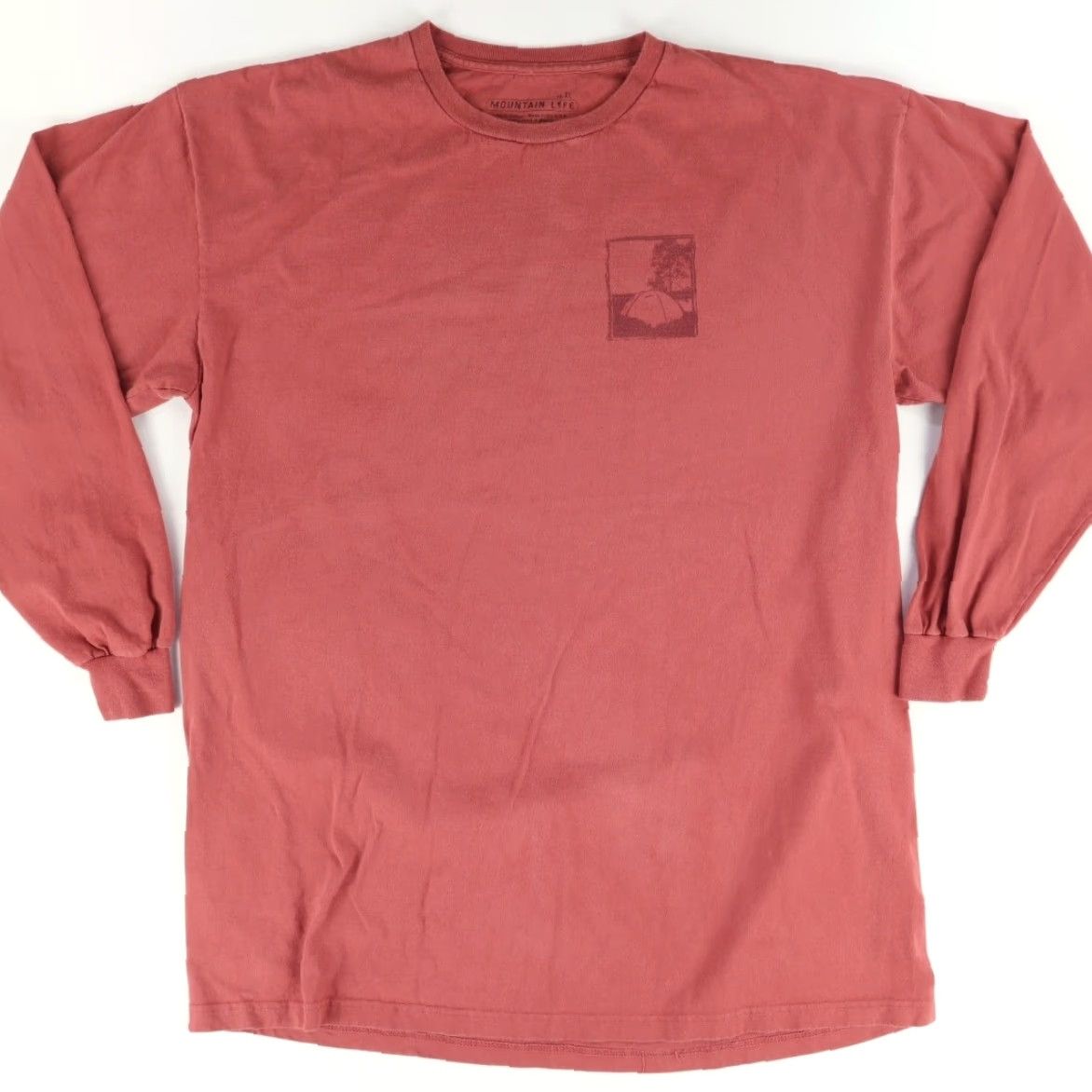 Vintage Mountain Life Graphic Solid Long Sleeve T-Shirt Red Men's XL Shirt Mens XL Red Graphic Mountain Life Size US XL / EU 56 / 4 - 3 Thumbnail