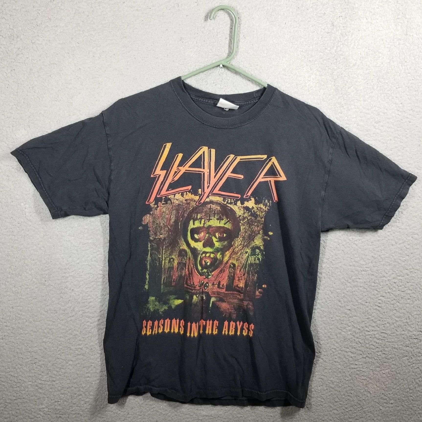 Hanes VINTAGE Slayer Seasons In The Abyss Shirt Mens Large Black Hanes Metal Tee 90s Size US L / EU 52-54 / 3 - 2 Thumbnail