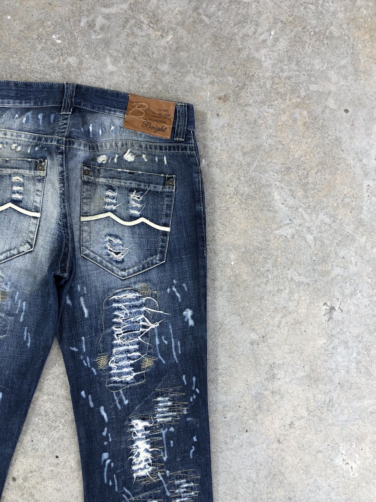 Ends Repair Japanese Bright Mini Flared Jeans Distressed Jeans Size US 33 - 10 Thumbnail