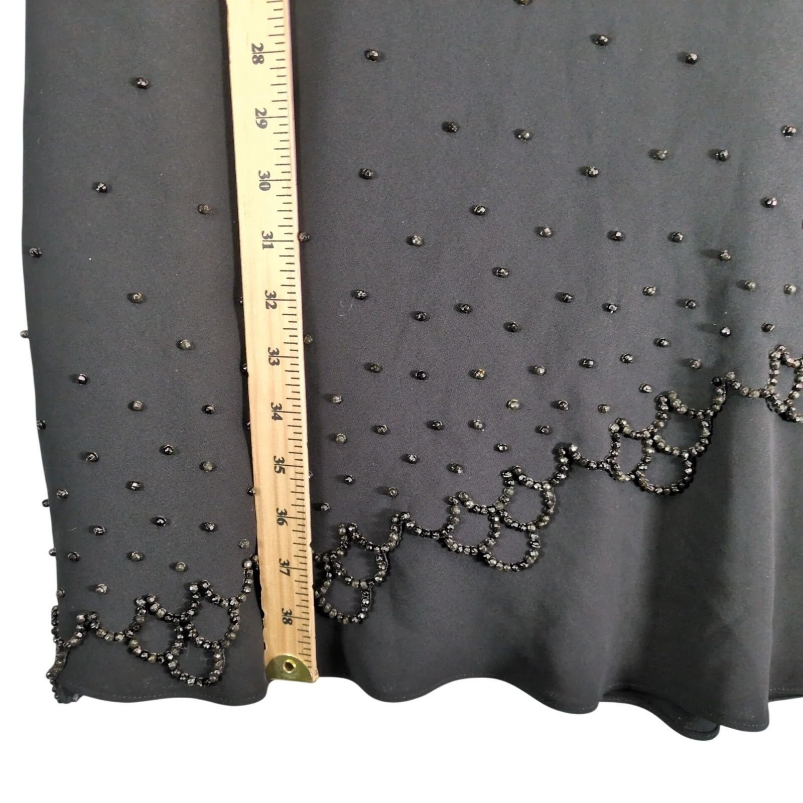 Vintage SL Fashions Black Asymmetric Beads Cocktail Evening Dress 10 Size L / US 10 / IT 46 - 7 Thumbnail