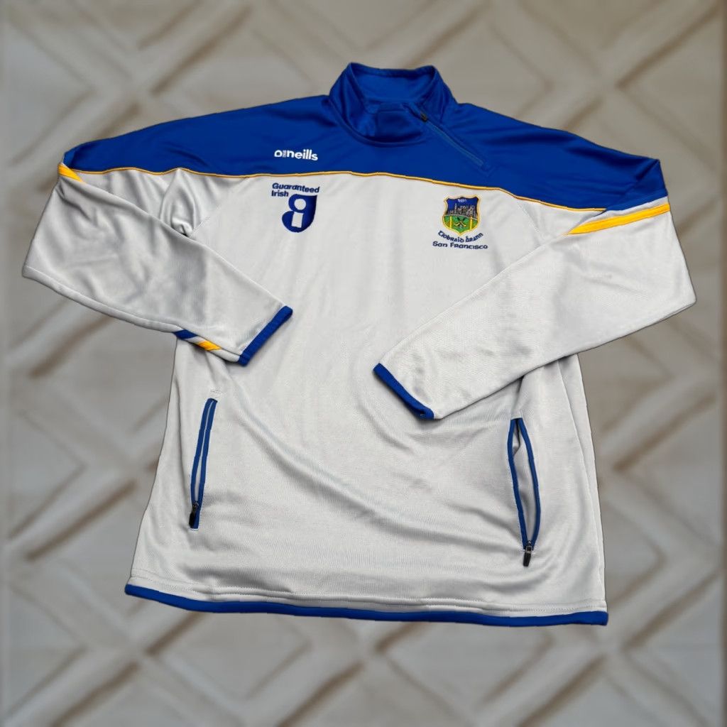O'Neills VINTAGE O'Neills Tipperary San Francisco GAA 1/4 Zip Pullover Jacket Small Blue White Size US L / EU 52-54 / 3 - 1 Thumbnail