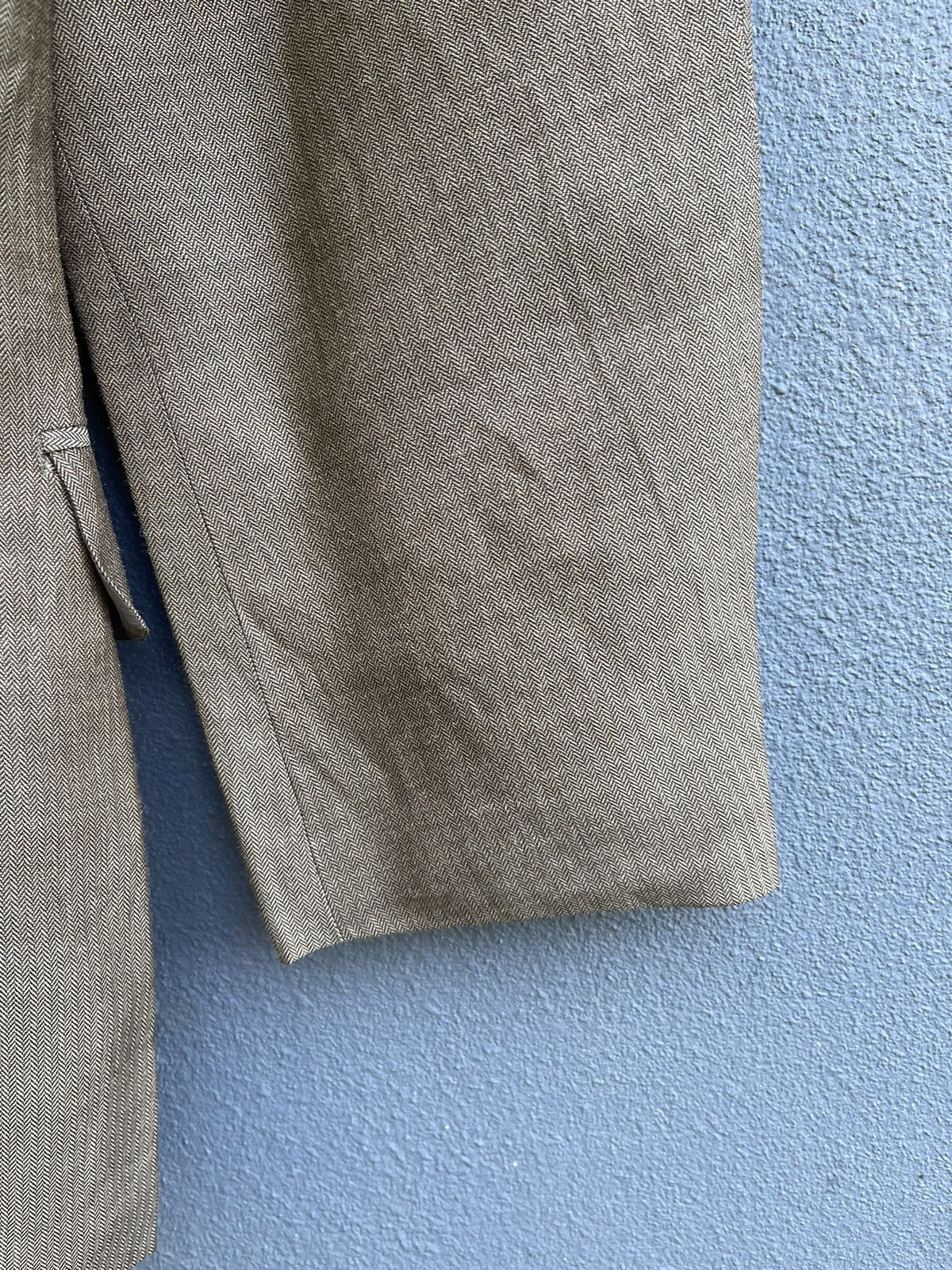 Designer Vintage Kansai Yamamoto SISSY Beige Herringbone Blazer Size 42L - 14 Thumbnail