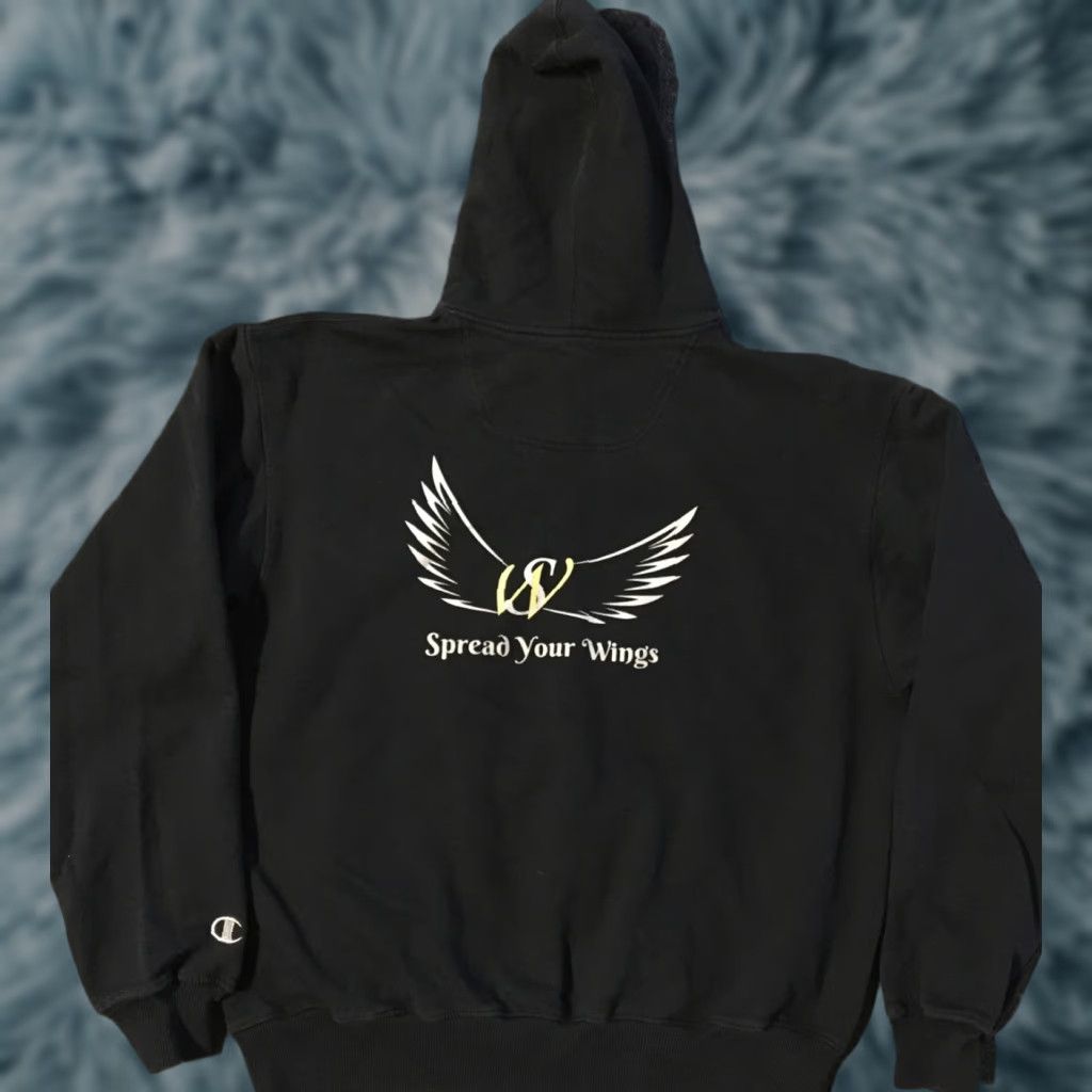 Champion VINTAGE Champion Hoodie L Black Spread Your Wings Mens 90s Grunge Sports Logo USA Baseball Football School University Size US L / EU 52-54 / 3 - 1 Thumbnail