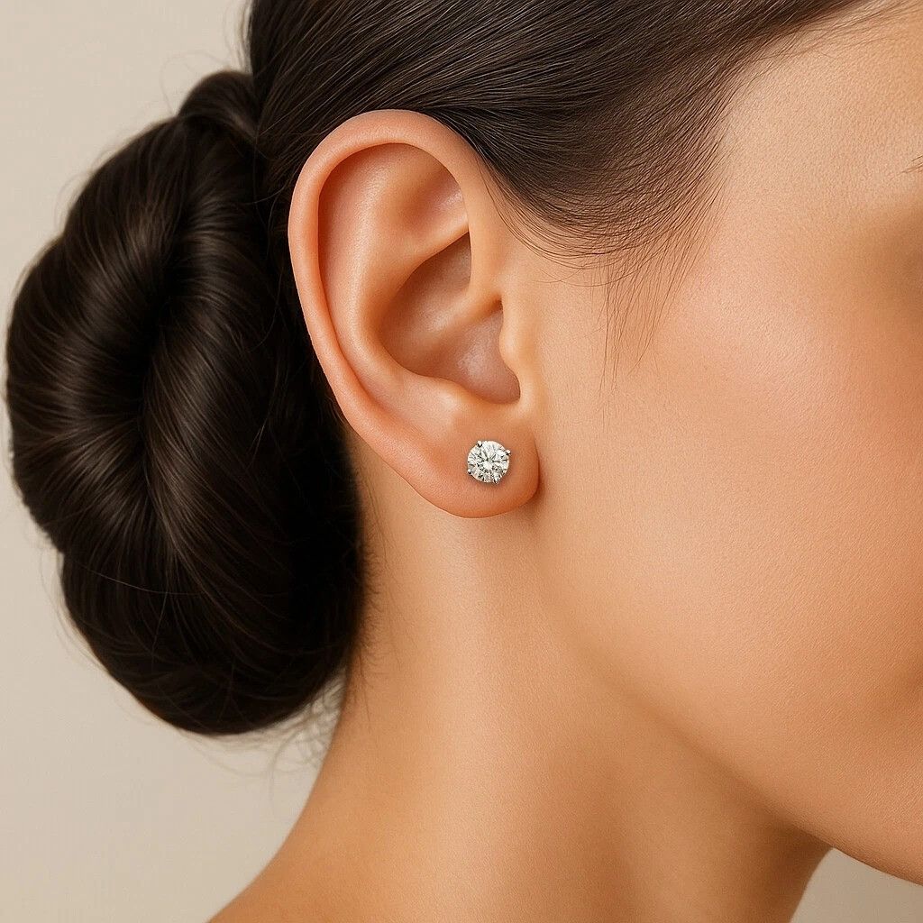 Other 2.00ct Lab Grown Diamond Round Earrings in 14k White Gold Size ONE SIZE - 3 Thumbnail