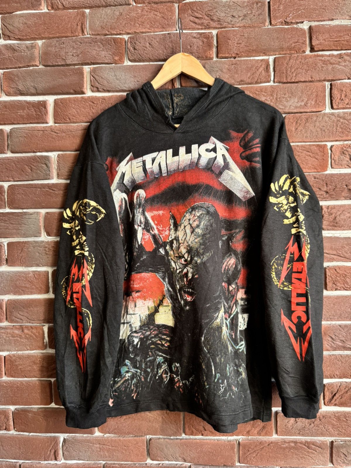 Vintage 90s Metallica Rare Print Metal Band Tee Hoodie L