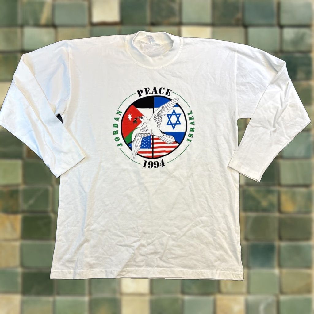 Vintage VINTAGE Israel Peace 1994 Crewneck Sweater Unisex 2XL White Peace Gaza Palestine War Mens Womens Size US XXL / EU 58 / 5 - 1 Thumbnail