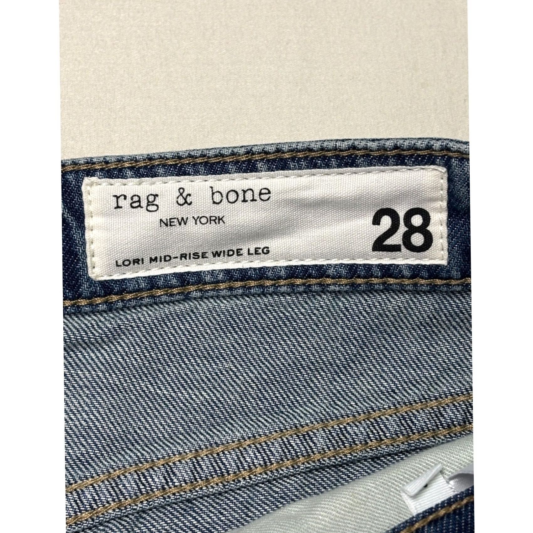 Rag & Bone NWT Rag & Bone Lori Mid-Rise Wide Leg Jeans Covington Blue Womens 28X30 Jeans 5-Pocket Cotton Blend Wide-Leg NWT Size 28" / US 6 / IT 42 - 3 Thumbnail