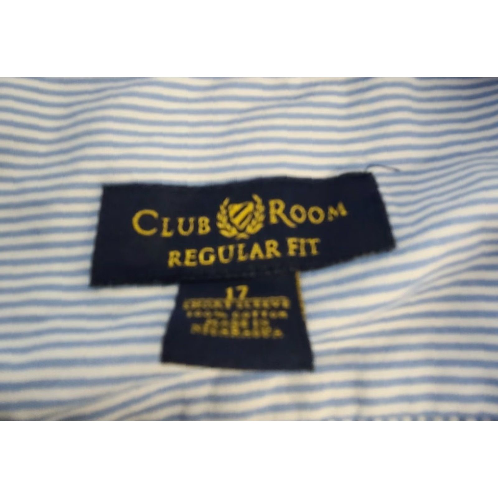 Club Room Club Room Regular Fit Men's Button-Down Collared Short Sleeve Shirt Size 17 Blue 100% Cotton Ginghams Dress Shirt Size US XL / EU 56 / 4 - 3 Thumbnail