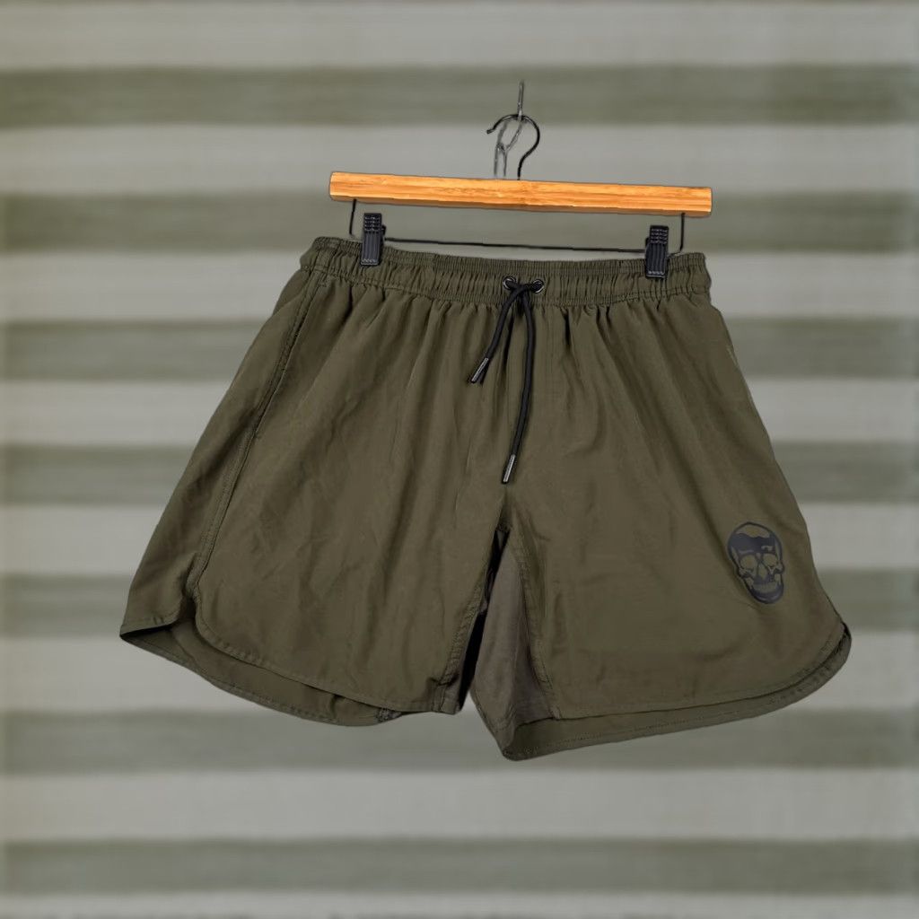 Gymreapers Shorts Mens Large Green Training Gym Athletic Running Gear Skull Logo