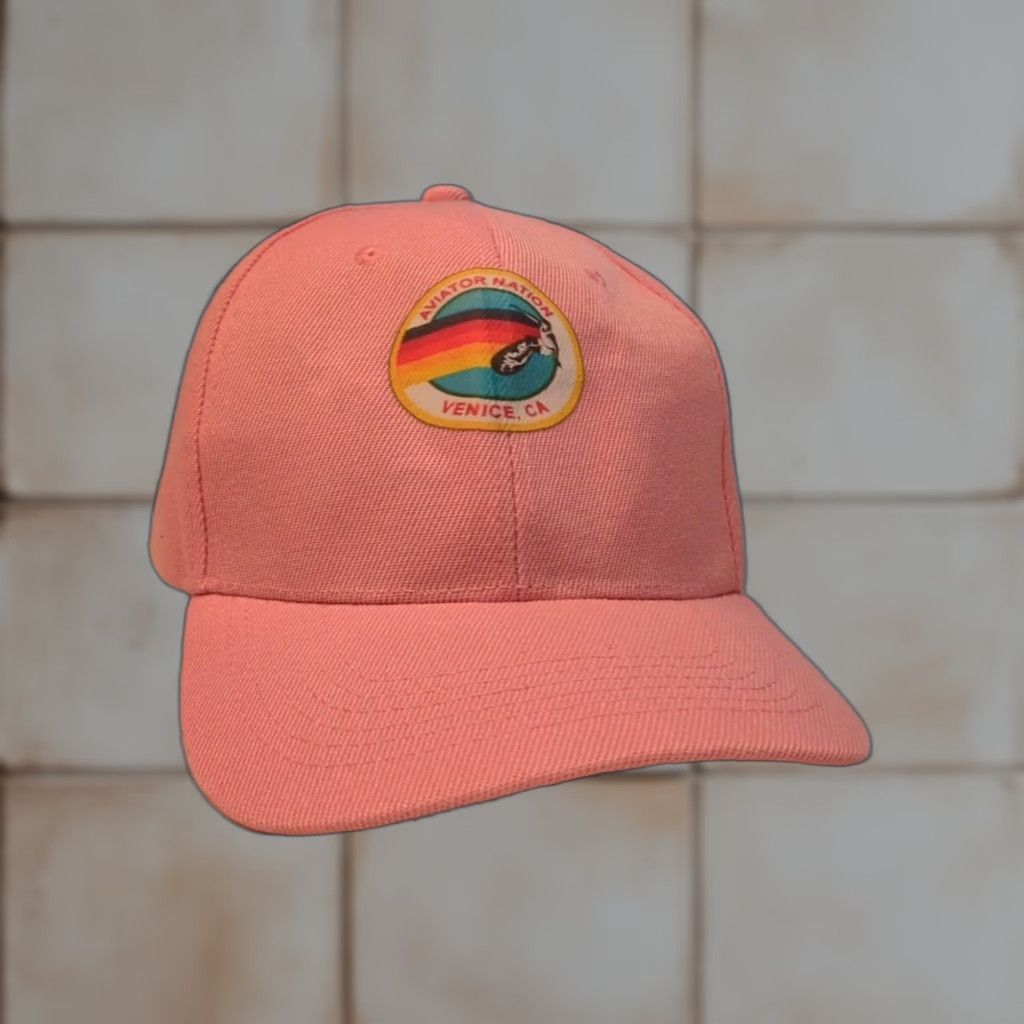 Vintage Venice Beach Surf Aviator Hat Pink California Nation Adjustable Canvas Hat Unisex Adults One Size Ocean Geometric Beach Cap Summer Mens Womens Size ONE SIZE - 1 Thumbnail