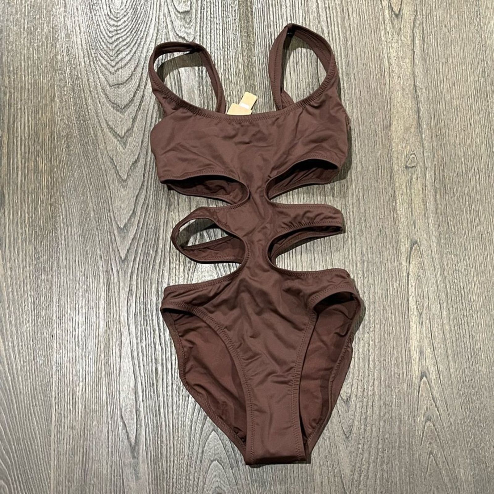 SKIMS NWT Skims Swim Tank Monokini One Piece Swimsuit Cocoa XXS Size ONE SIZE - 1 Thumbnail