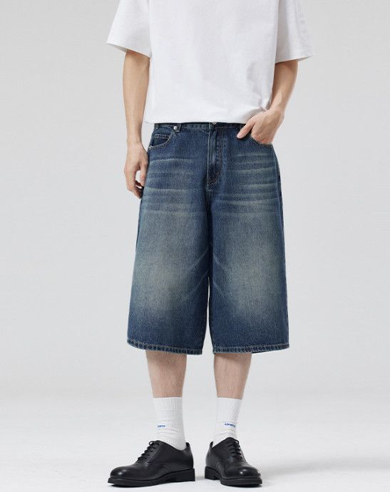 Japanese Brand American men's straight wide-leg baggy denim shorts Size US 32 / EU 48 - 1 Thumbnail