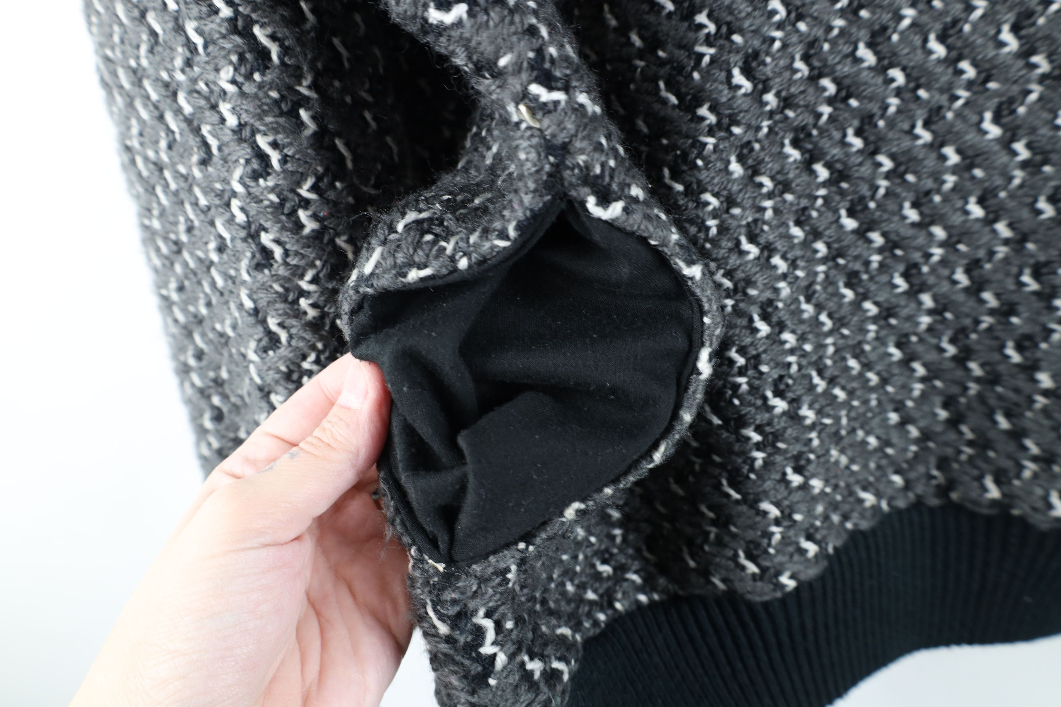 Vintage Vintage 90s Streetwear Knit Leather Trim Shawl Sweater Gray Size US M / EU 48-50 / 2 - 9 Thumbnail