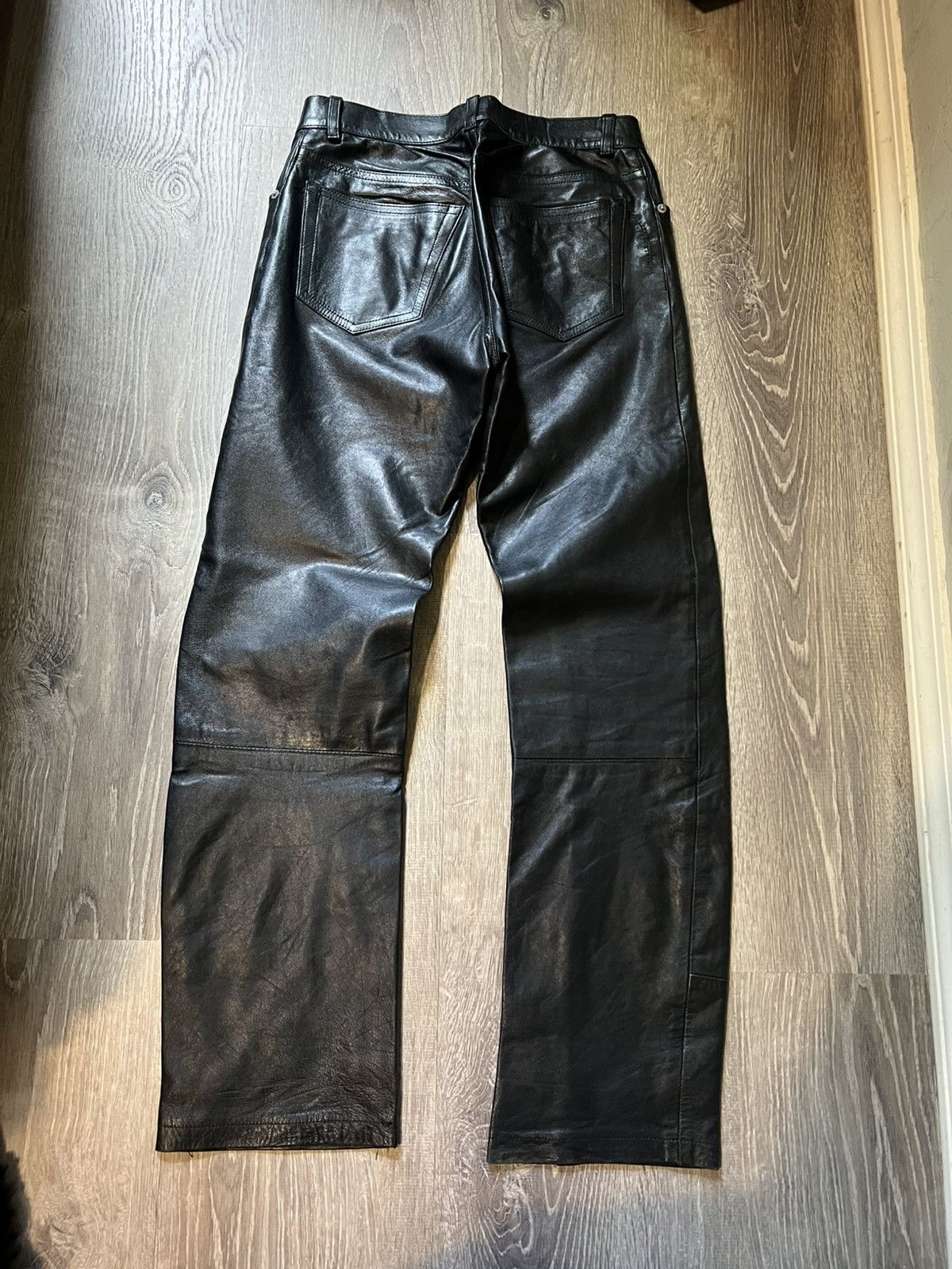 Helmut Lang Helmut Lang 1998 Black Leather Pants Size US 28 / EU 44 - 2 Thumbnail