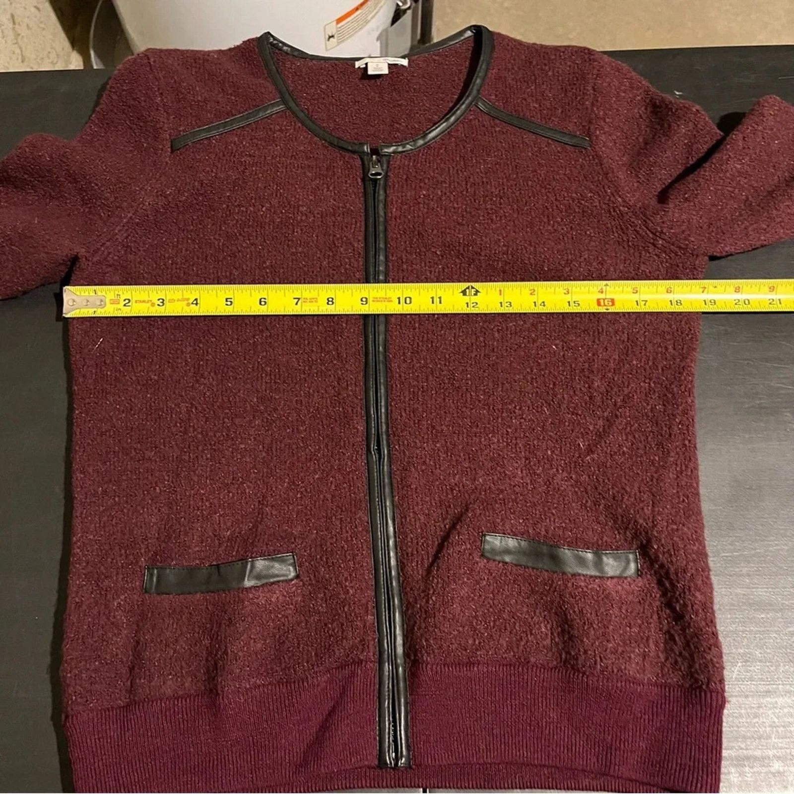 Other Halogen Jacket Dark Wine Red Faux Leather Trim Size M / US 6-8 / IT 42-44 - 6 Thumbnail