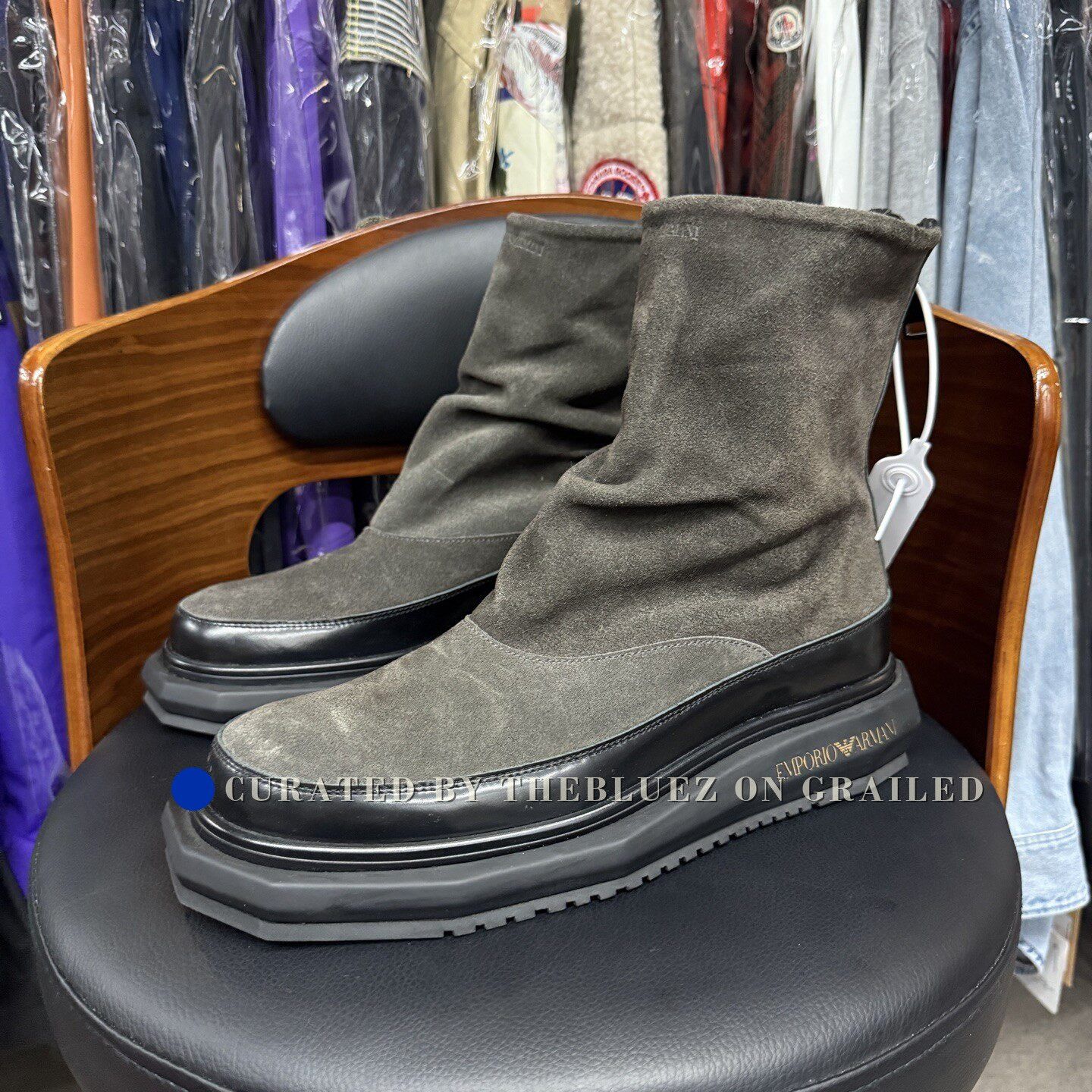 Emporio Armani Emporio Armani Men's Black Gray Boots Size US 7.5 / EU 40-41 - 1 Thumbnail