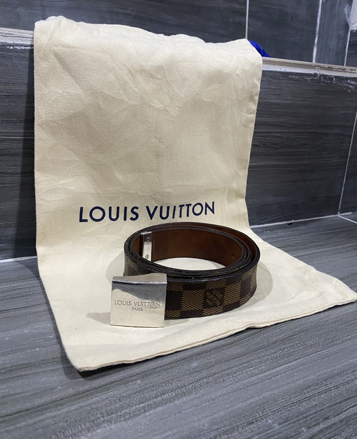 Louis Vuitton Louis Vuitton Paris Damier Ebene Belt Leather Made France Size 32 - 1 Thumbnail