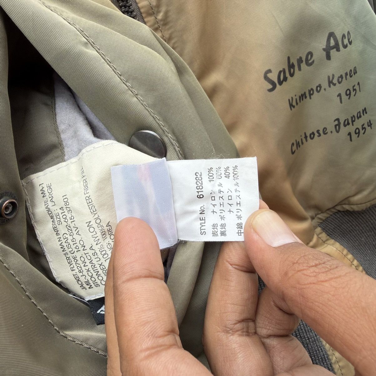 Avirex VTG MA-1 Flight Jacket Art Sabre Ace Korea Japan Bomber Size US L / EU 52-54 / 3 - 24 Thumbnail