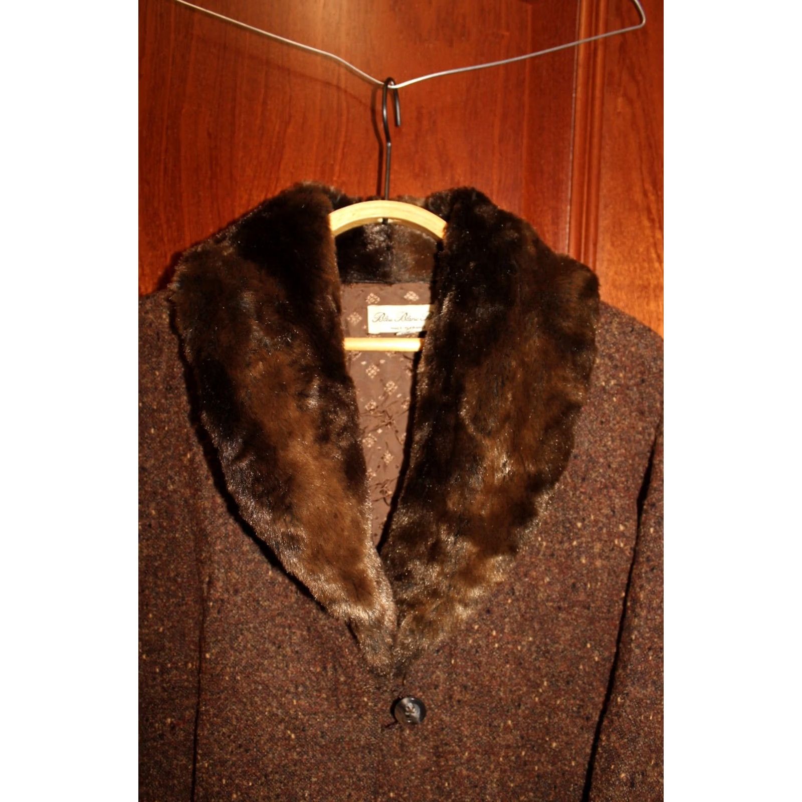 Vintage VINTAGE Bleu Blanc Rouge France 1980s Women Coat Poncho Wool Fur Collar Brown Size 40 Womens Coat Ponycho? Size S / US 4 / IT 40 - 4 Thumbnail