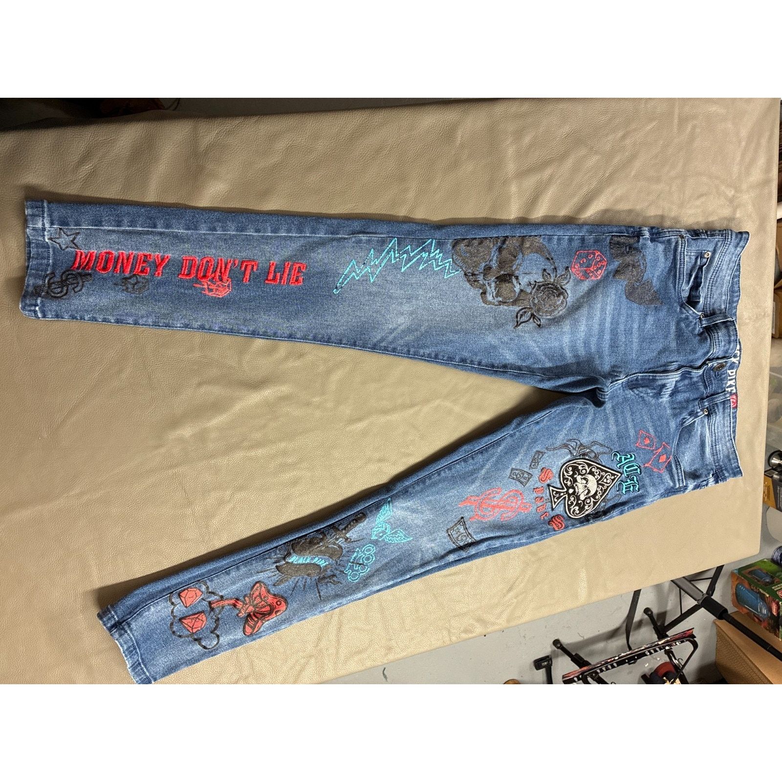 Pike Brothers Black Pike Graphic Denim Jeans Men’s 32x32 Streetwear Size US 32 / EU 48 - 2 Thumbnail