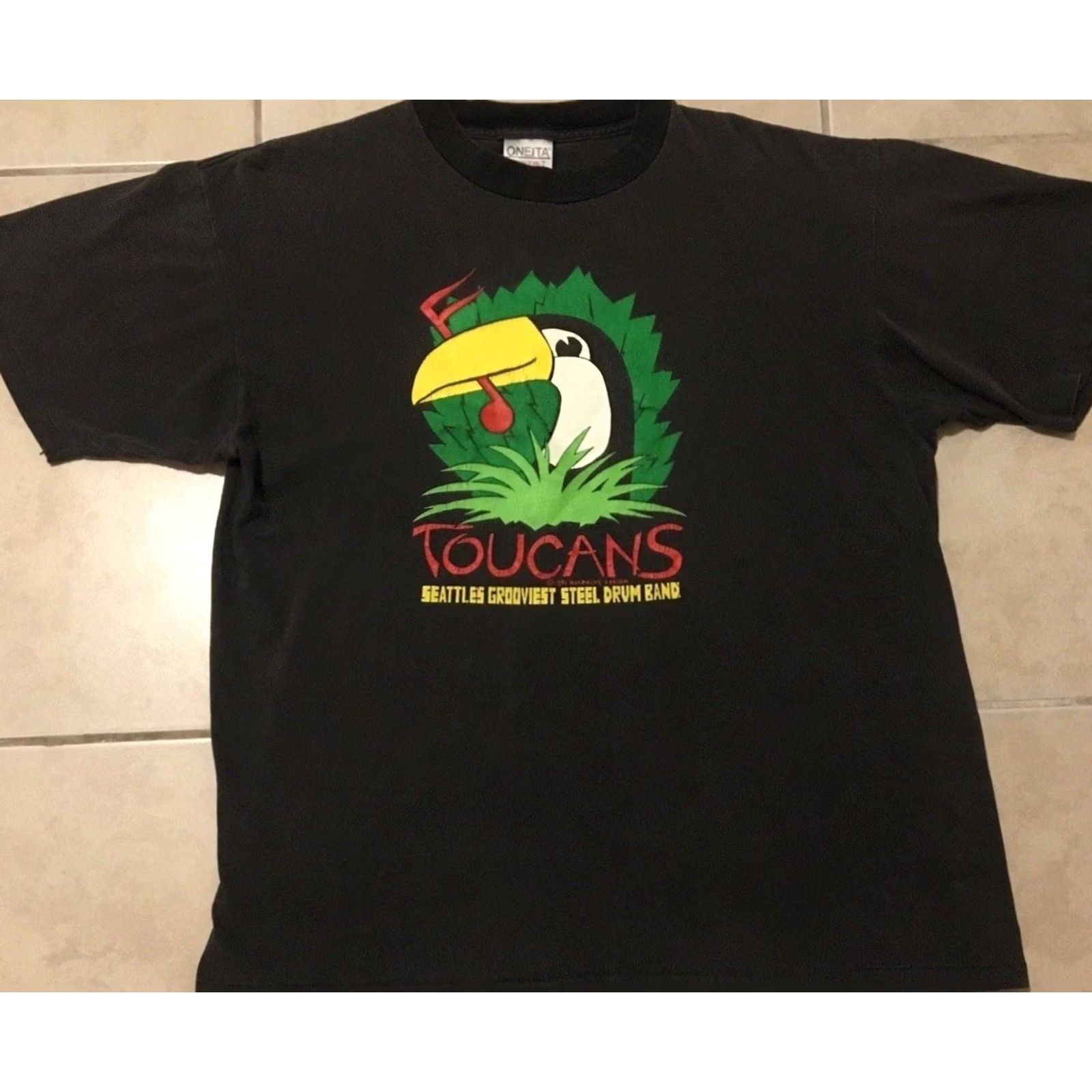 Vintage VINTAGE Toucans Steel Drum Band Shirt L Black Reggae Seattle Island Grunge 90s 80s Band Graphic Tee Mens Size US L / EU 52-54 / 3 - 2 Thumbnail