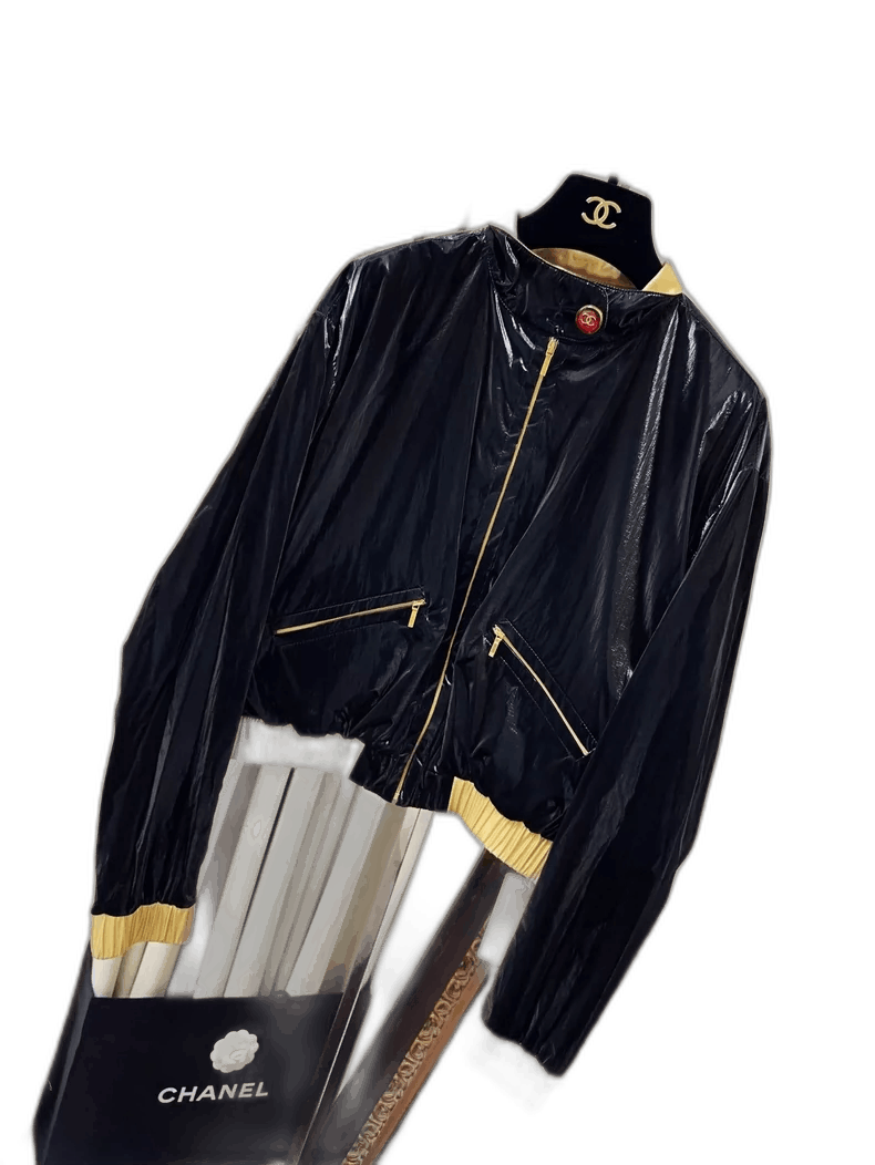 Chanel Chanel Black Short Zip Jacket with Gold Trim Size M / US 6-8 / IT 42-44 - 1 Thumbnail