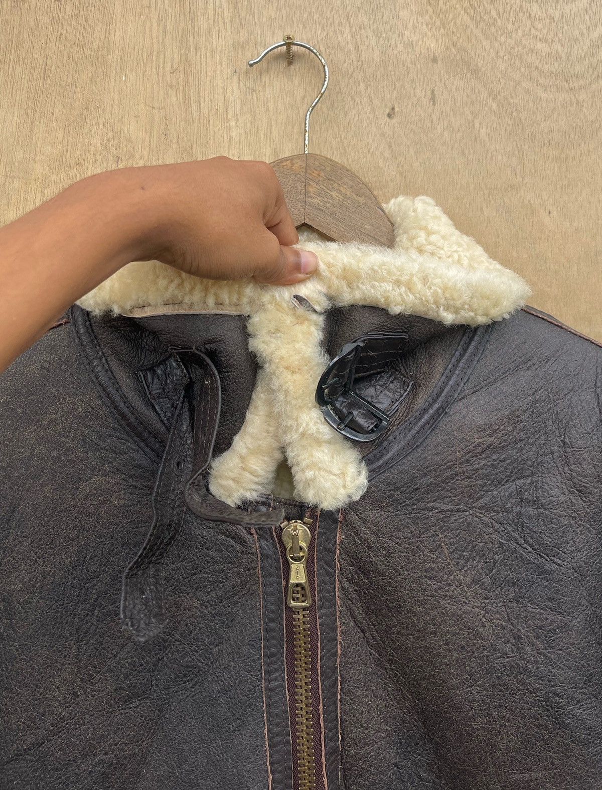 Japanese Brand × Vintage 🔥Vintage Echt Lammfell Sheep Skin Leather Jacket B-3 Style Size US L / EU 52-54 / 3 - 6 Thumbnail