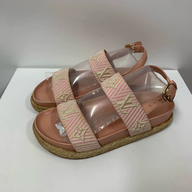 Louis Vuitton Louis Vuitton Pink denim sandals Size US 4.5 / IT 34.5 - 1 Thumbnail