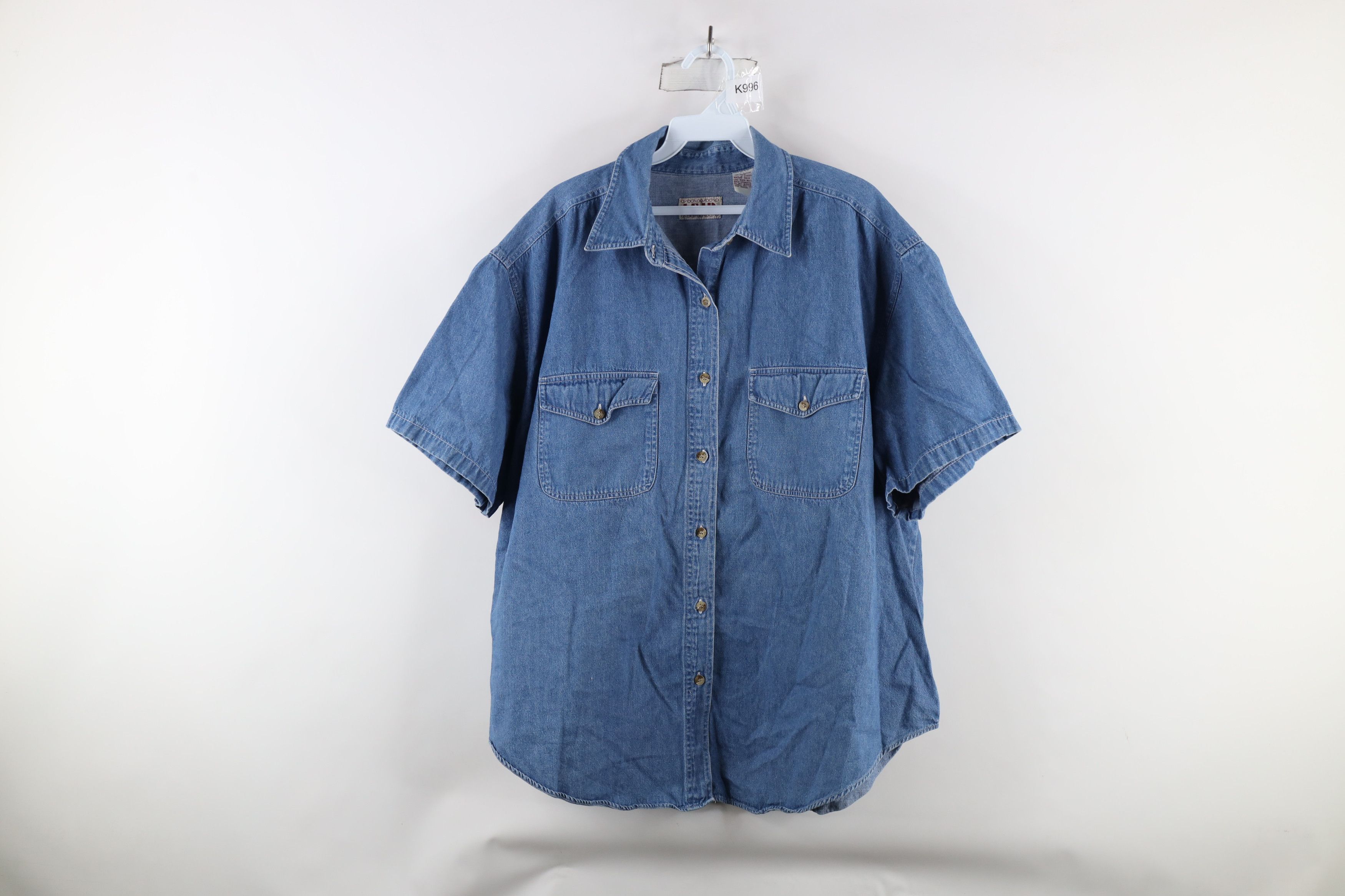 Vintage Vintage 90s Streetwear Short Sleeve Jean Button Shirt Blue Size S / US 4 / IT 40 - 1 Thumbnail