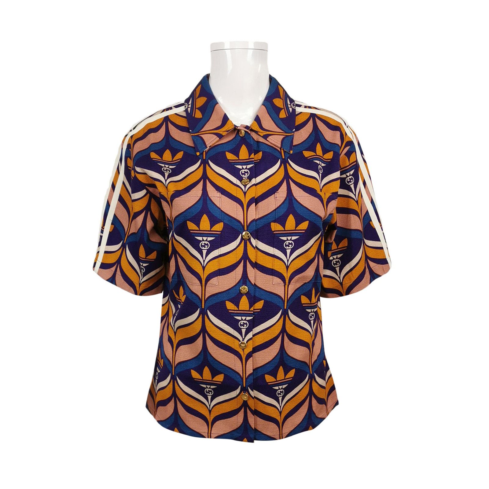Gucci Gucci x Adidas Logo Print Button Up Shirt Size S / US 4 / IT 40 - 1 Thumbnail