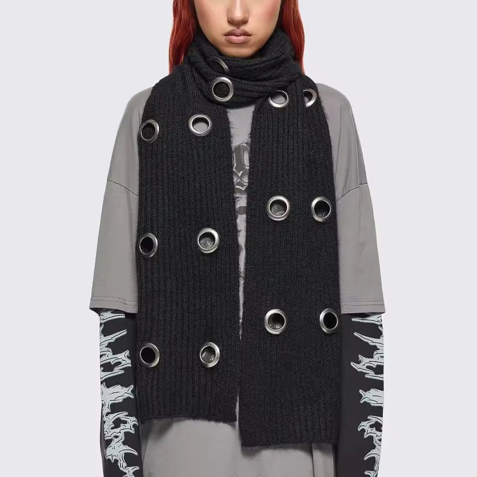 Other Retro Metal Punk Knitted Y2k Streetwear Scarf Size ONE SIZE - 4 Thumbnail