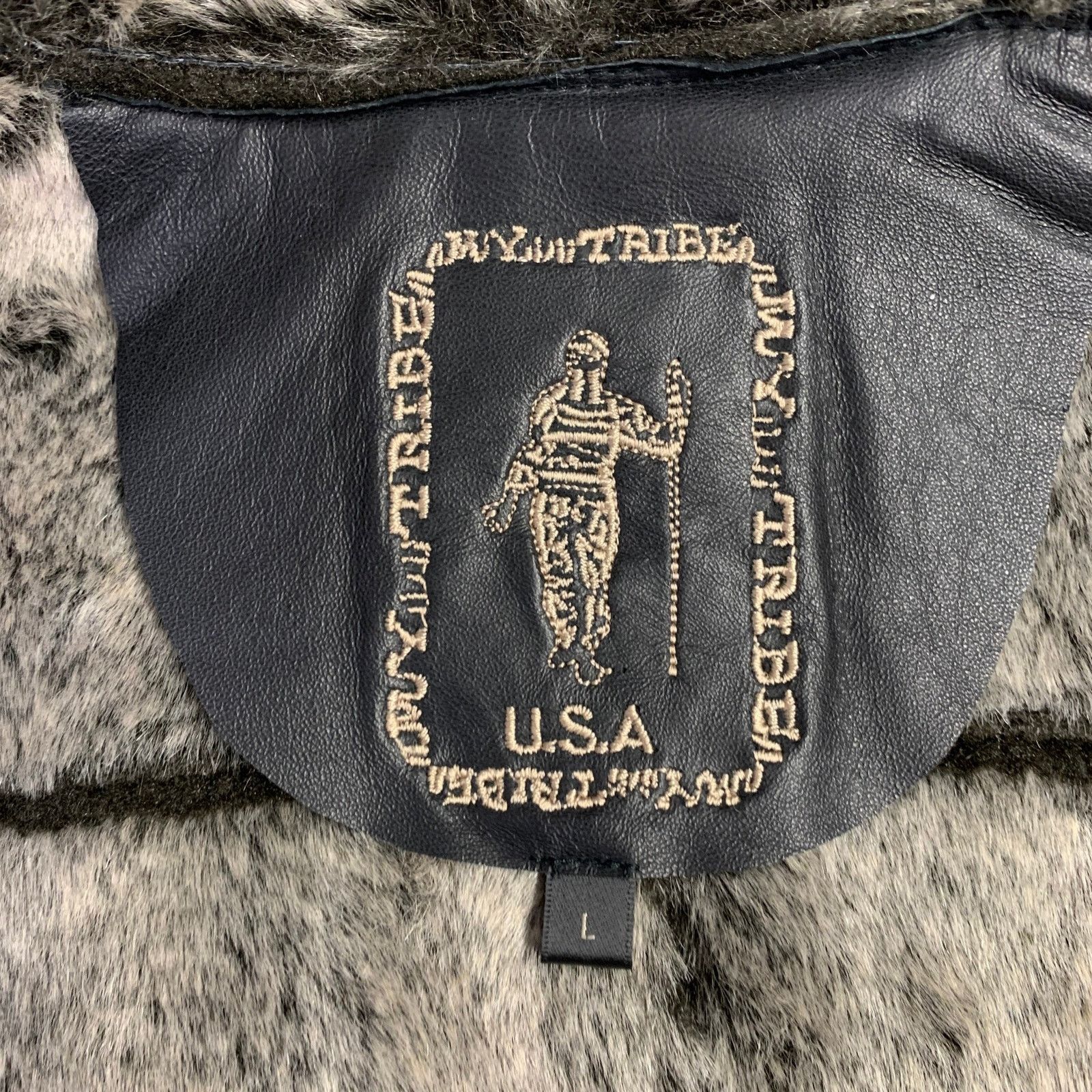 Other TRIBES Size L Black Grey Leather Faux Fur Open Front Vest Size L / US 10 / IT 46 - 5 Thumbnail