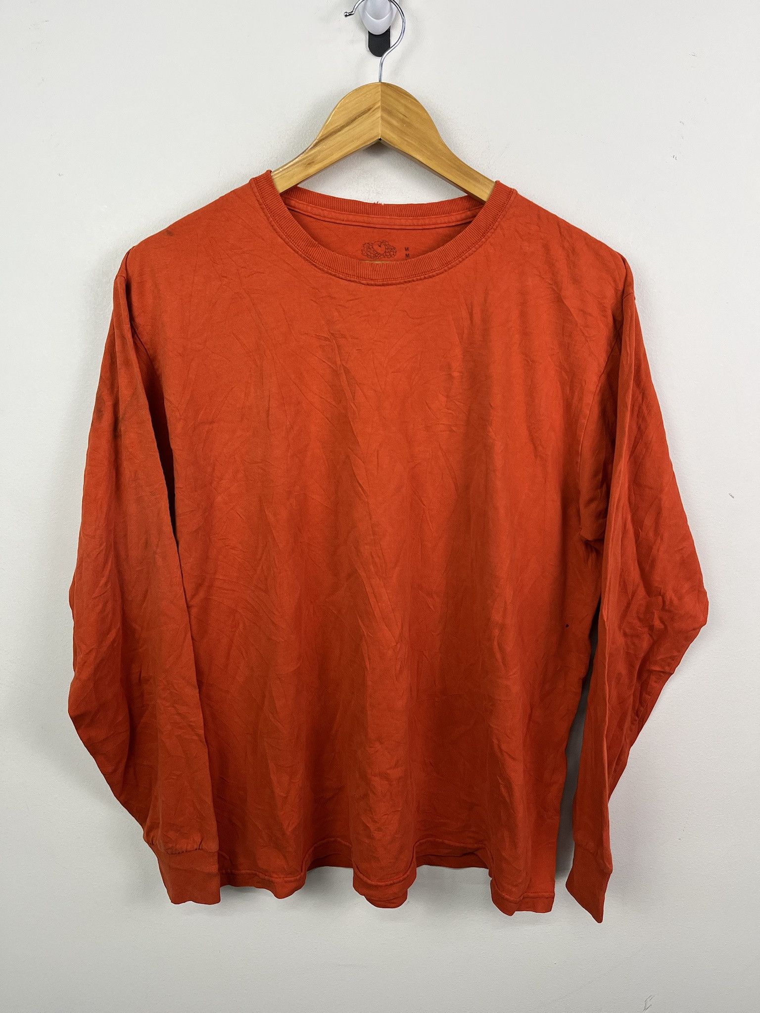 Fruit Of The Loom × Vintage Vintage 00's Y2K Fruit Of The Loom Blank Orange Baggy Pullover Long Sleeve Size M Size US M / EU 48-50 / 2 - 1 Thumbnail