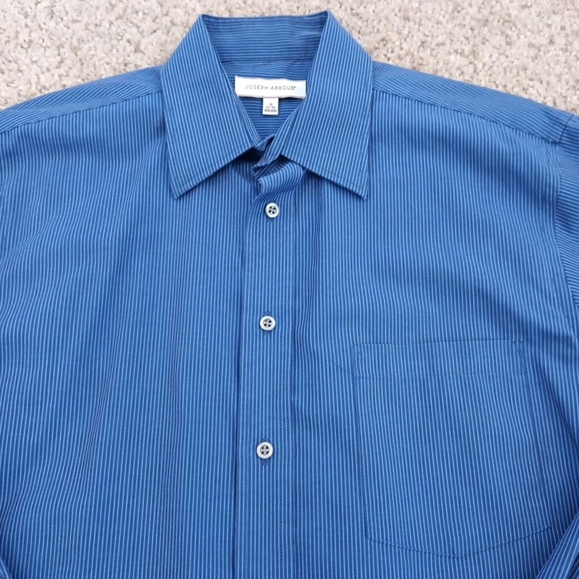 Joseph Abboud Joseph Abboud Shirt Mens Size 16 Blue Striped Long Sleeve Button-Up Cotton Regular Mens Size US L / EU 52-54 / 3 - 2 Thumbnail