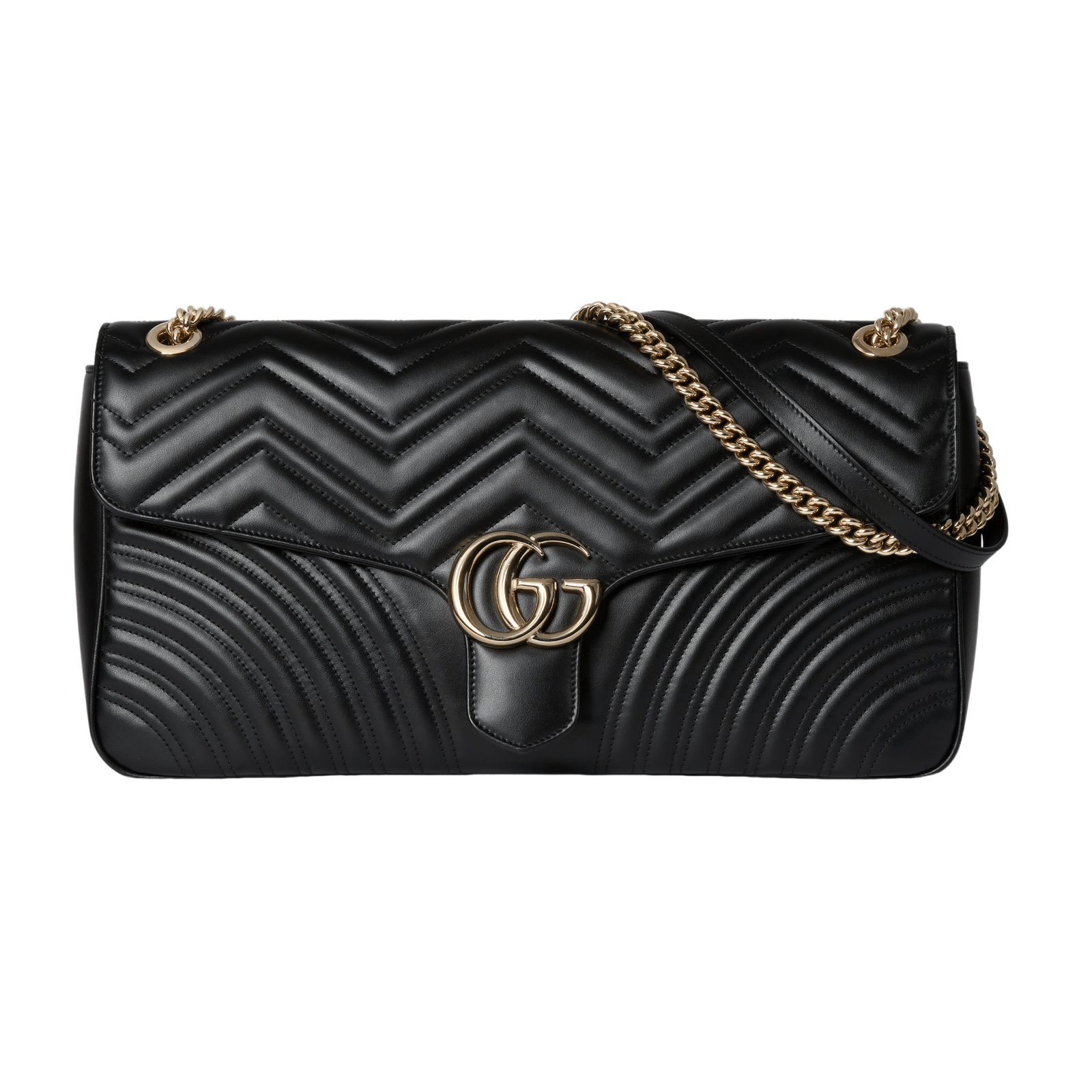 GUCCI GG Marmont Large Black Leather Shoulder Bag
