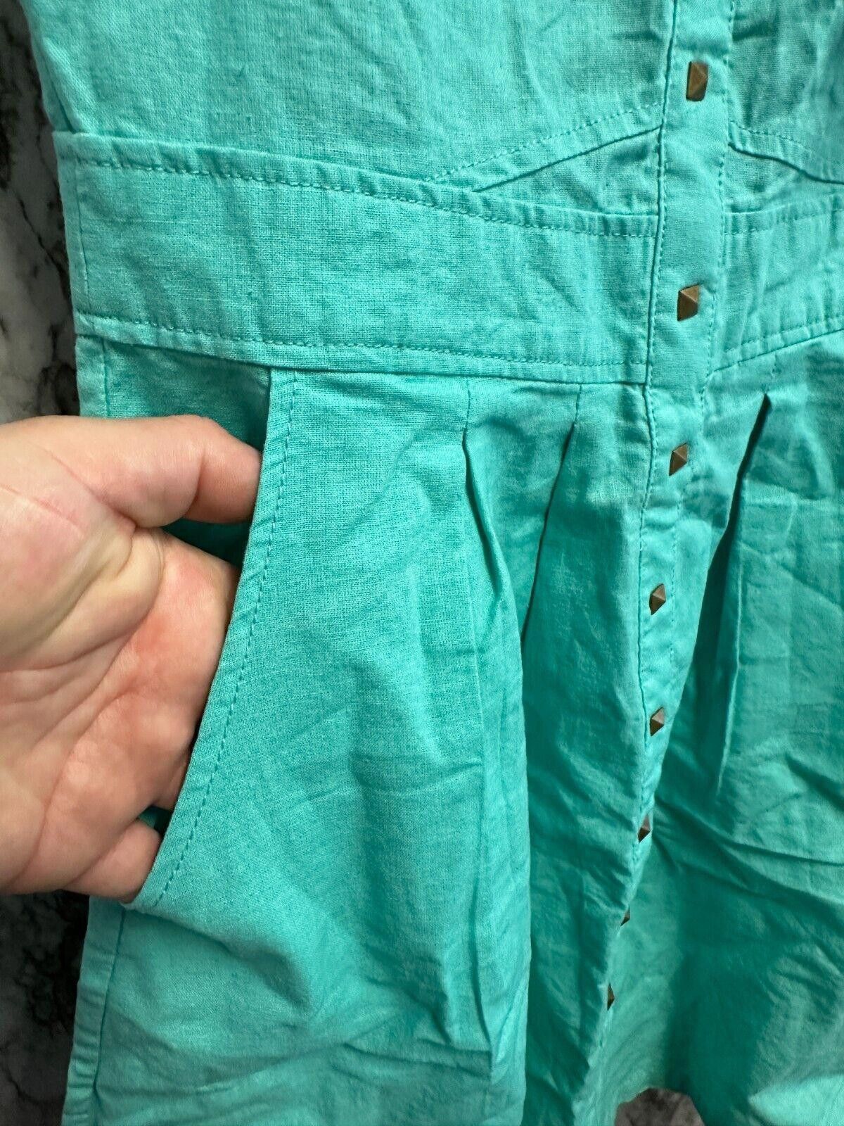Tultex Tulle Aqua linen Blend sleeveless Midi pockets Dress Size S Size S / US 4 / IT 40 - 5 Thumbnail